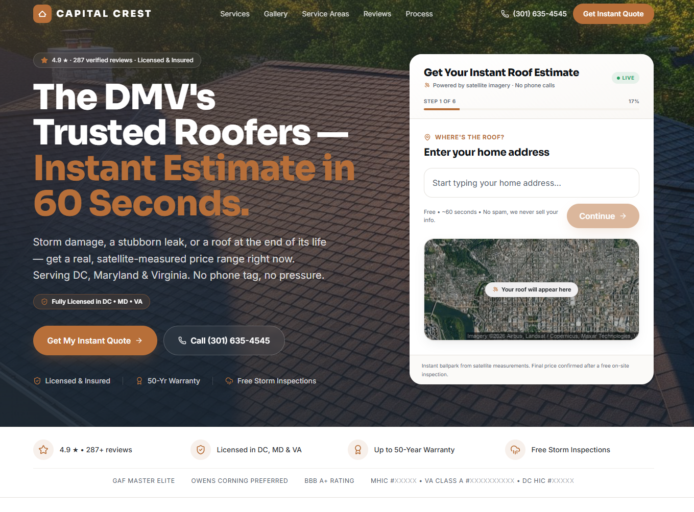Capital Crest Roofing demo site preview